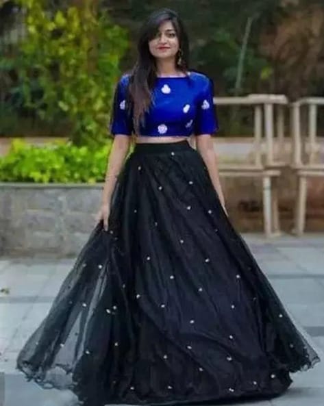 DIY Navy Blue Raw Silk Lehenga Choli | Designer lehenga choli, Lehenga  designs, Lehenga designs simple