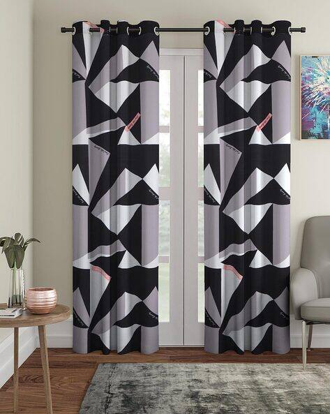 Cortina Eyelet Curtain Set of 2 Geometric Print Door Curtain