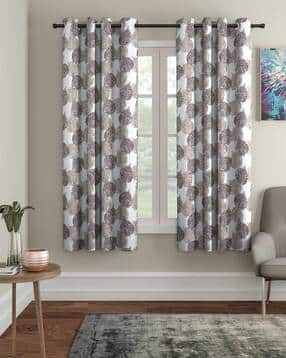 cortina eyelet curtain Set of 2 Leaf Print Decorative Window Curtain-picture-24