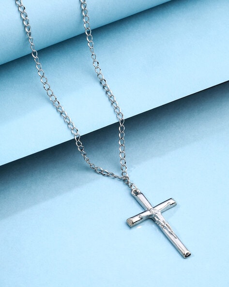Rnivida Mens Sterling Silver Cross Pendant Necklace with 18 inch Chain, Silver  Cross Necklace for Men,Fine Jewelry for Men | Amazon.com