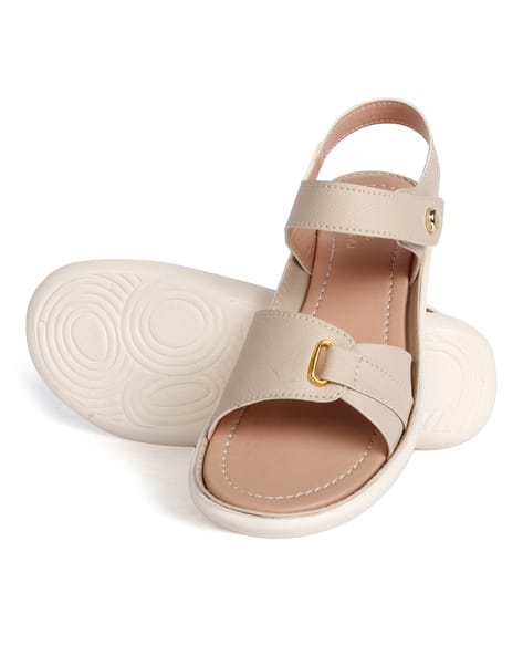 Open-Toe Flat Sandals with Velcro Fastening