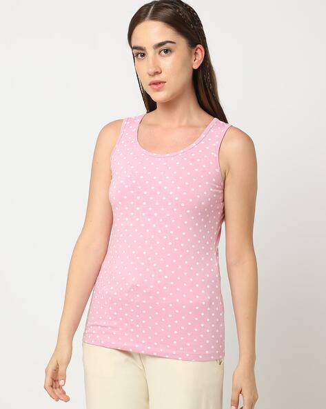 pink polka dot tank top