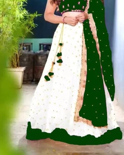 Women Ethnic Indian Wedding White Lehenga Choli Traditional Wear Floral  Skirt | eBay