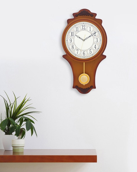 wooden painting wall clock