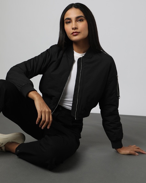 Black bomber jacket girls online