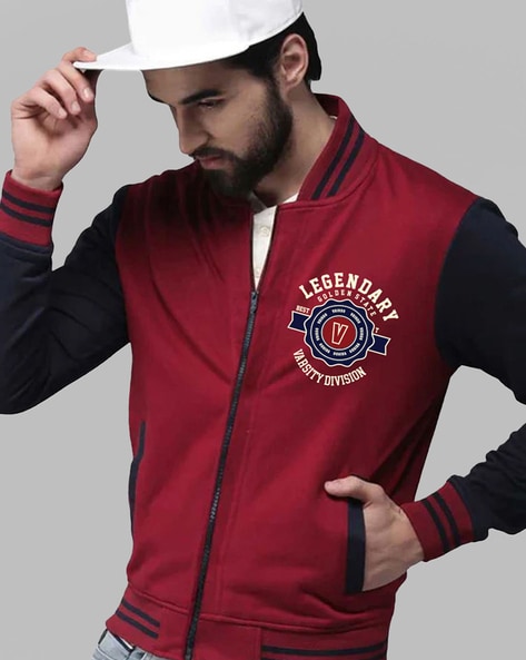 Maroon and black varsity on sale jacket