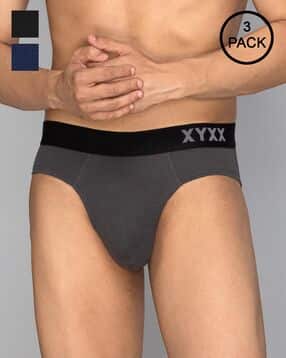 Pack of 3 Typographic Print Briefs with Elasticated Waist