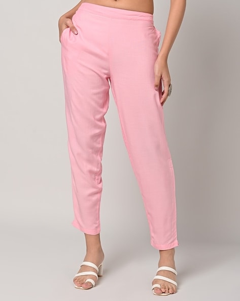 Buy AND girl Pink Solid Trousers for Girls Clothing Online @ Tata CLiQ