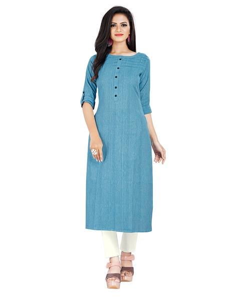 Buy online Sky Blue Cotton Kurti from Kurta Kurtis for Women by Tanu  Garment for ₹769 at 23% off | 2024 Limeroad.com