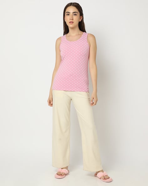 pink polka dot tank top