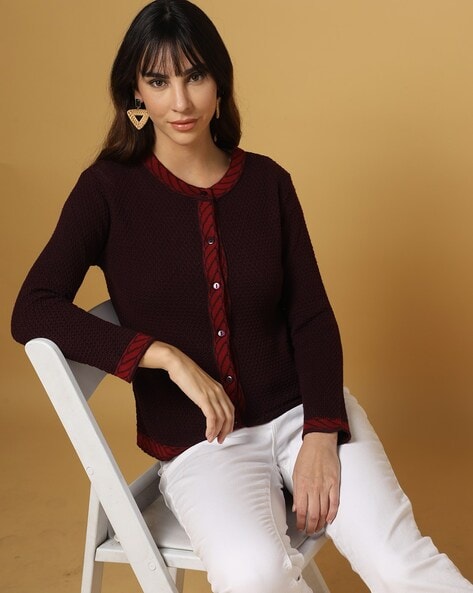 Buy Mauve Sweaters & Cardigans for Women by American Eye Online