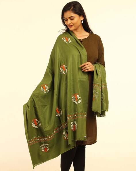 Floral Kantha Embroidered Shawl Price in India