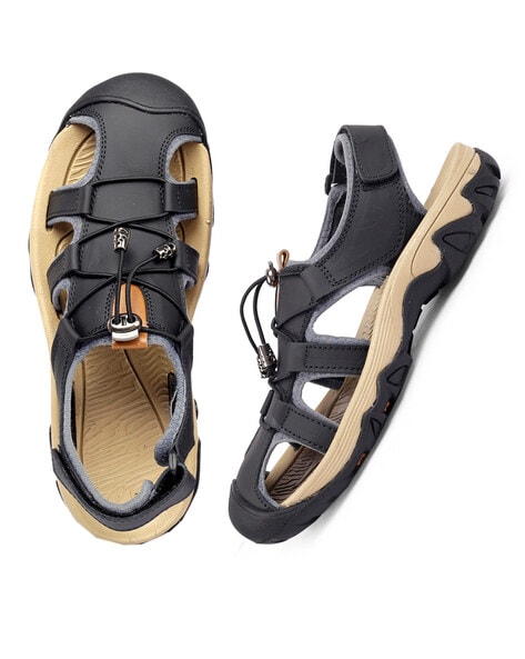 Shoe Style Leather Sandals with Toggle Fastening