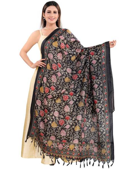 Art Silk Dupatta with Fringes Price in India