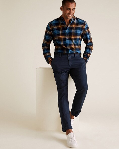 Grey Checked Pants Outfit for Men