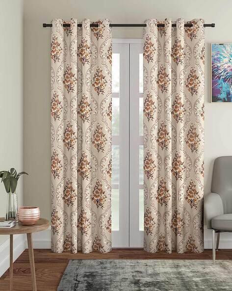 Cortina Eyelet Curtain Set of 2 Indian Print Long Door Curtain