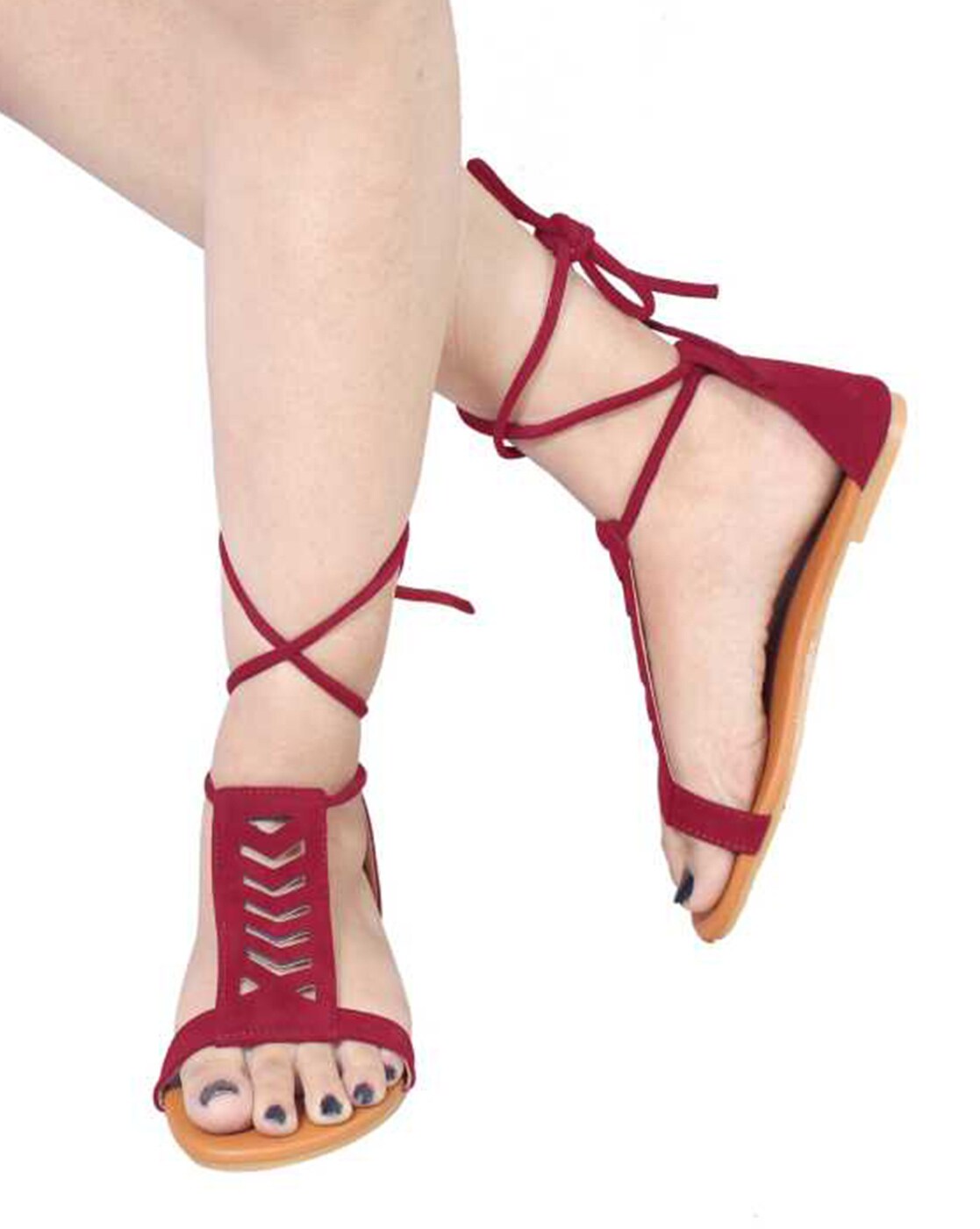 Buy Maroon Flat Sandals for Women by CATWALK Online | Ajio.com