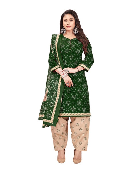 Floral Unstitched Dress Material with Dupatta Price in India