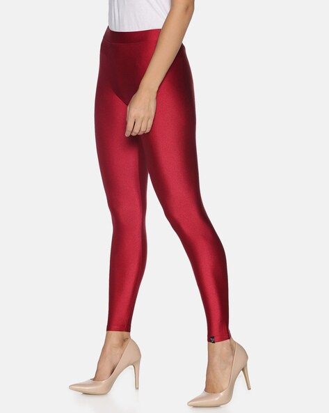 Twinbirds Crimson Red Solid Ankle Legging - Twin Birds