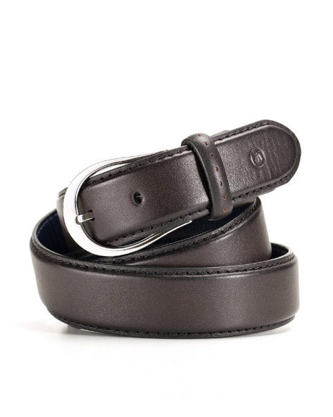 LOUIS STITCH Men Reversible Belt with Tang-Buckle Closure For Men (Silver, 44)