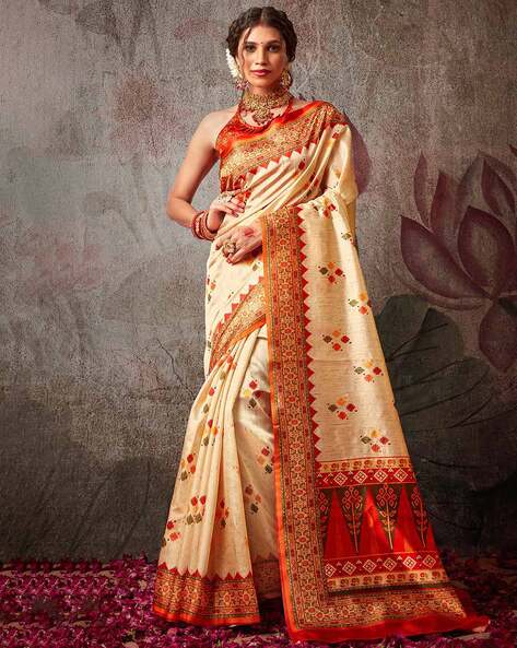 Buy Off White Sarees for Women by Saree mall Online