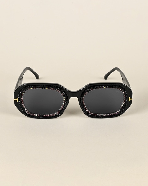 Route One Retro Oval Sunglasses - Black