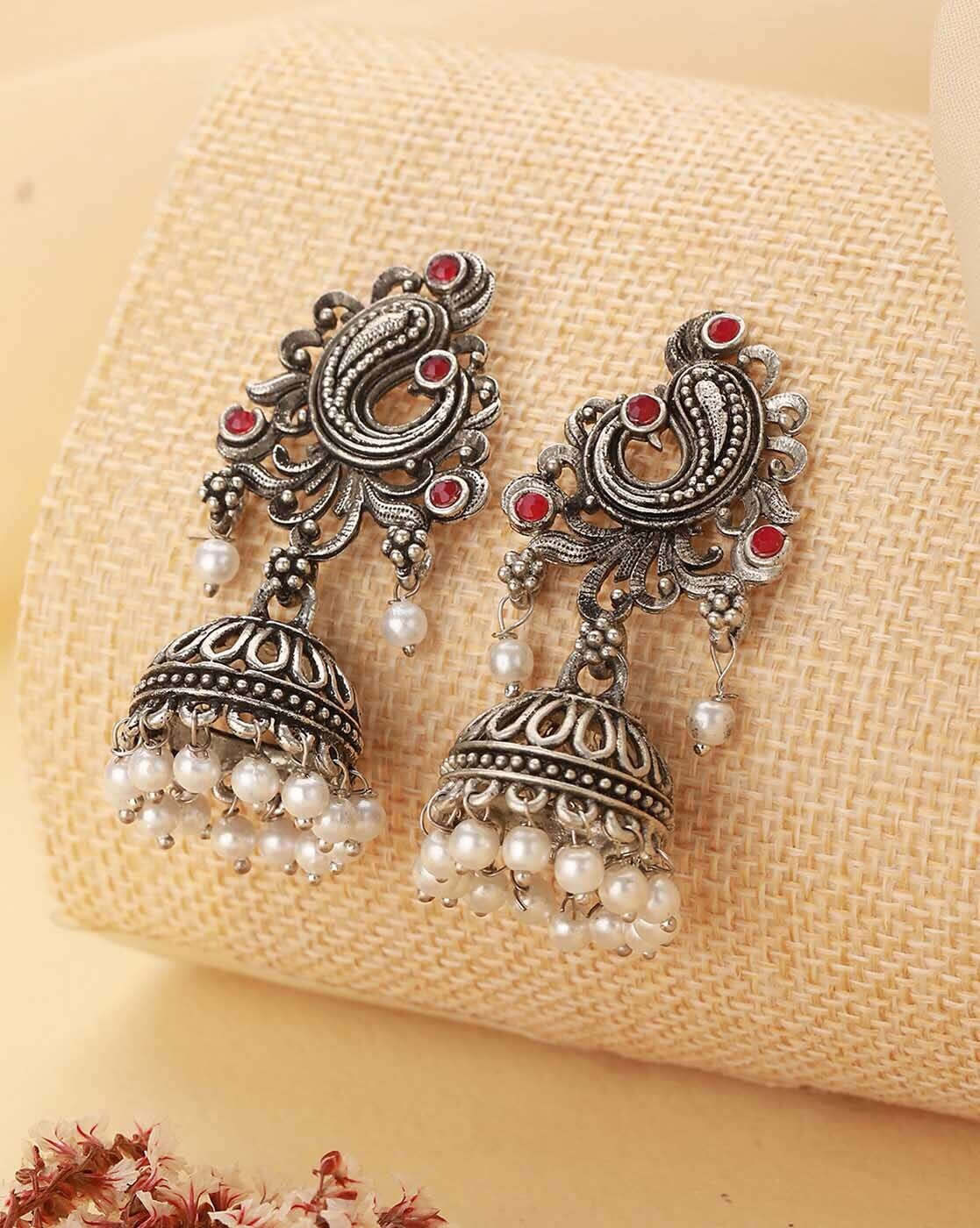 Oxide Plating Maroon Sliver Colour Jhumka Earring at Rs 220.00 | Oxidized  Earring | ID: 25186404712