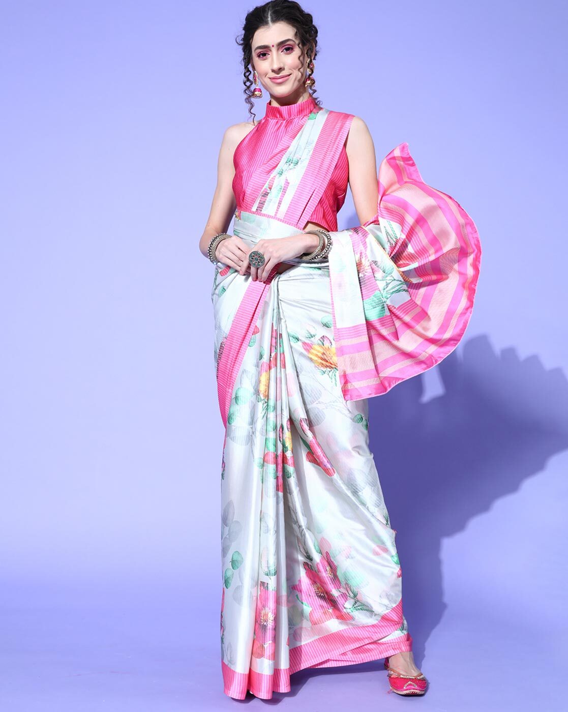 Buy Off White Sarees for Women by Saree mall Online