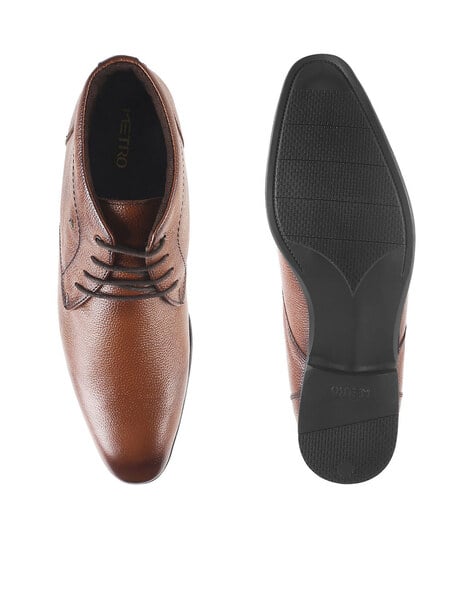 Metro Shoes Mens Dress Boots Tan Round-Toe Lace-up Boots