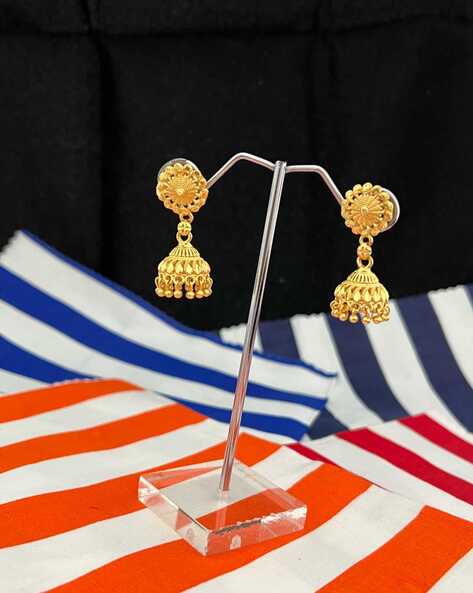 Silver Golden Oxidised Drop Jhumka Earrings | EST-LARQFEB-1019 | Cilory.com