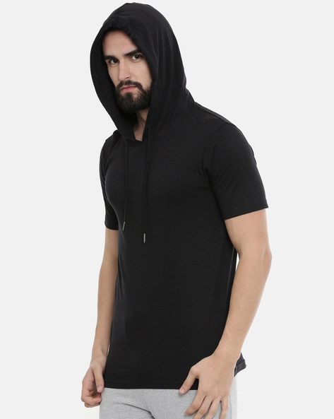 Half sleeve t 2025 shirt with hood