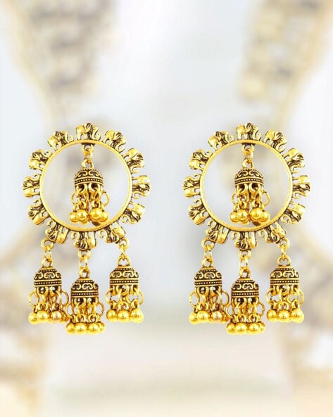 Buy Traditional Gold Look Jimiki Design Earring Indian Jhumkas for Ladies