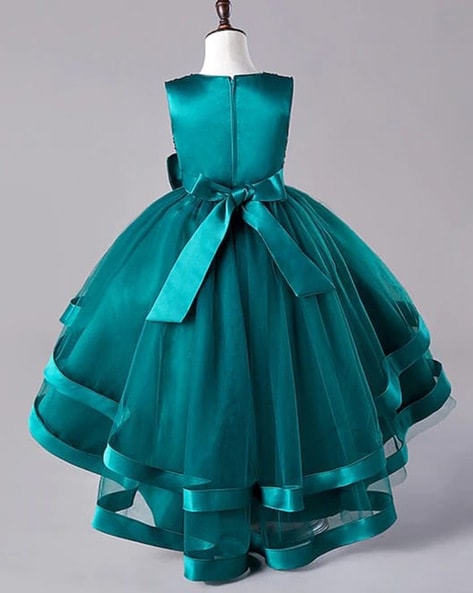 Party Wear Teal Blue Color Fancy Pleated Designer Gown - Clo