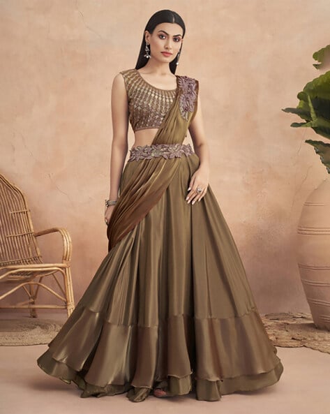 Buy Purple Scintillating Designer Fancy Party Wear Lehenga Style Sari | Lehenga  style Sarees