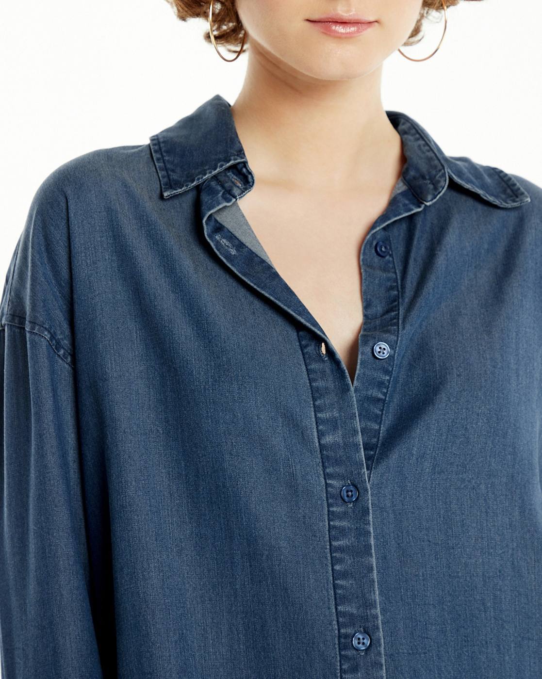 Buy online Dark Blue Denim Shirt from western wear for Women by Swiss  Culture for ₹1669 at 2% off | 2024 Limeroad.com