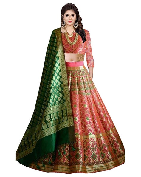 Party Wear Grey Latest Banarasi Silk Lehenga Designs Online at Rs 750 in  Surat