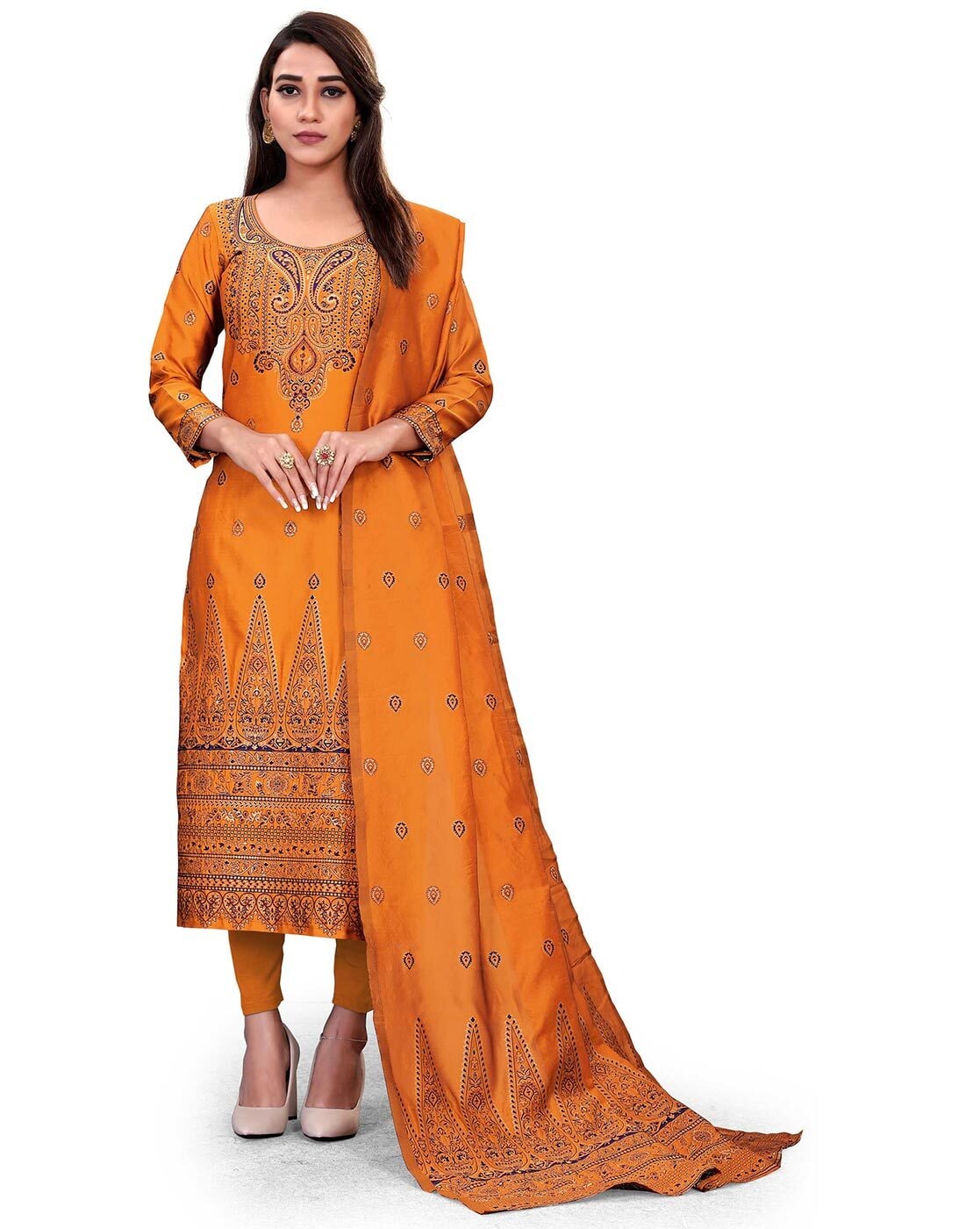 Orange hot sale churidar materials