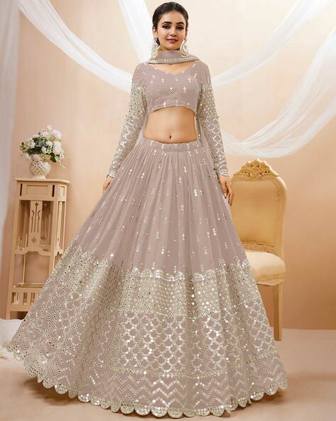 Grey & Silver Embroidered Lehenga Set Design by Seema Gujral at Pernia's  Pop Up Shop 2024