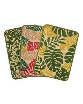 Set of 3 Leaves Printed Jute Doormats 1'x2'-image-18