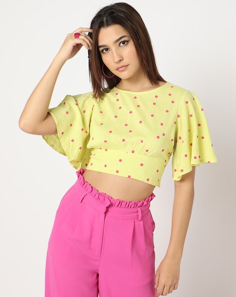 Yellow polka cheap dot crop top