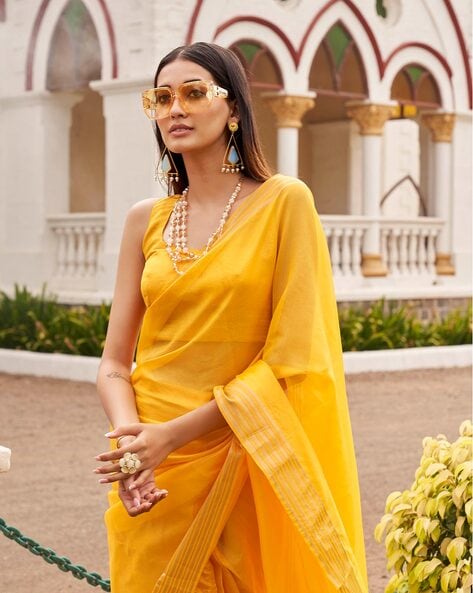 Buy SWIFFIN Fast Selling Art Silk Banarasi Yellow Saree For Women/Women  Saree With Unstitched Blouse-ANUPAMA02-YELLOW Online at Best Prices in  India - JioMart.