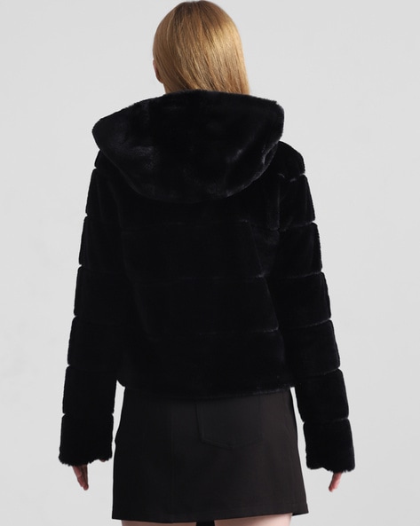 GROOVED FAUX FUR JACKET