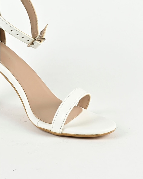 Trendy White Heels - Ankle Strap Heels - Faux Leather Block Heels - Lulus