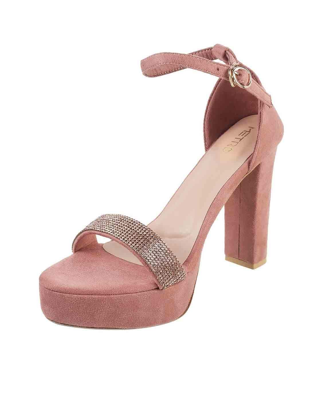 Buy Pink Heeled Sandals for Women by Metro Online