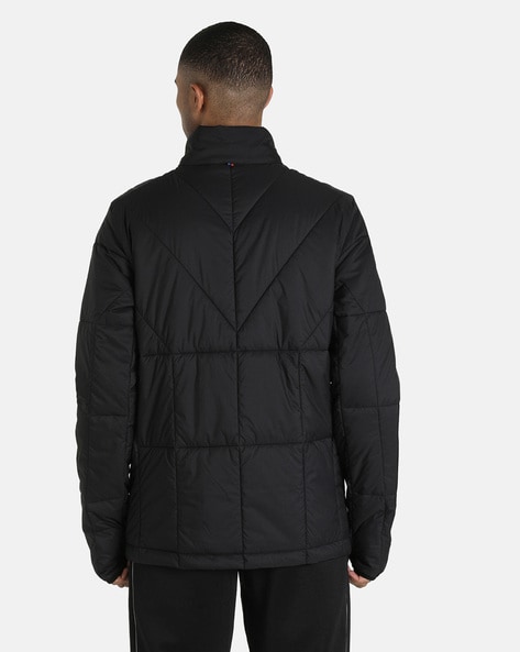 Band-Collar Puffer Jacket with Zip Closure