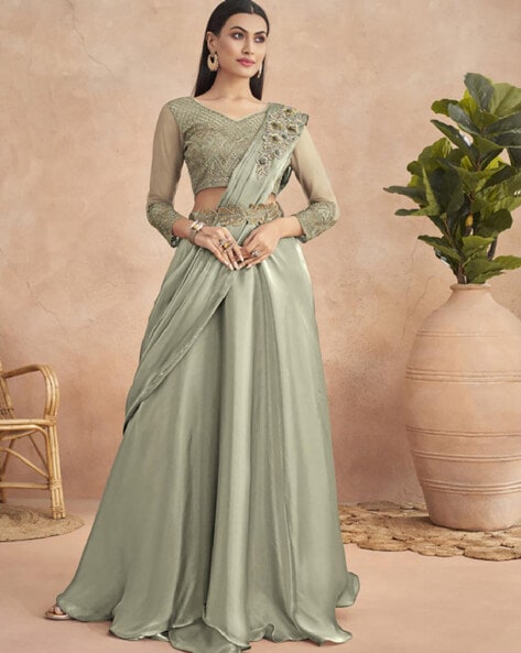 Purple and Blue Diamond Work Net Lehenga Style Saree 22901 | Lehenga style  saree, Lehenga style, Bollywood dress