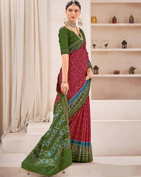 Buy HOUSE OF BEGUM Bottle Green Banarasi Handloom Satin Silk Saree With  Embroidery Work with Blouse Piece | Shoppers Stop