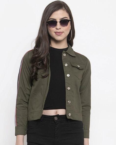 Buy TI AMO Full Sleeves Solid Women's Denim Jacket_Black_S at Amazon.in