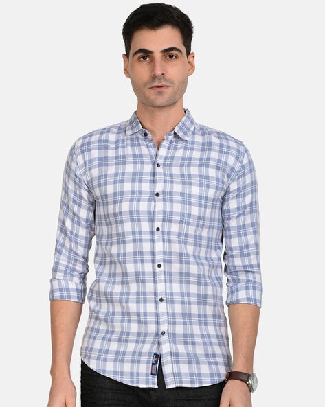 Checked Full Sleeves Slim Fit Shirt