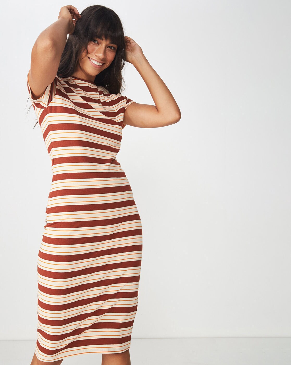 Buy DUVE Fashion Cotton Blend Bodycon Striped Maxi Women's